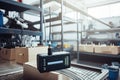 iot sensors and monitoring equipment in factory, measuring temperature, humidity, and other critical variables