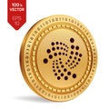 IOTA. 3D isometric Physical coin. Digital currency. Cryptocurrency. Golden coin with IOTA symbol. Vector illustration.