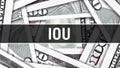 IOU Closeup Concept. American Dollars Cash Money,3D rendering. IOU at Dollar Banknote. Financial USA money banknote Commercial mon