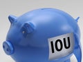 IOU In Piggy Shows Borrowing From Savings