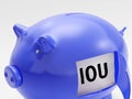 IOU In Piggy Shows Unemployment And Recession