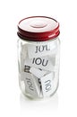 IOUÃ¢â¬â¢s in a jar Royalty Free Stock Photo