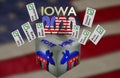 Iowa Caucuses ballot box candidate votes 3D illustration