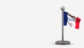 Iowa 3D waving flag illustration on tiny flagpole. Royalty Free Stock Photo