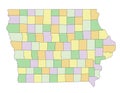 Iowa - detailed editable political map.