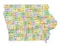Iowa - detailed editable political map with labeling.