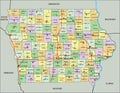 Iowa - detailed editable political map with labeling.