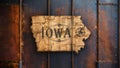 Iowa map on rusty metal surface vintage aesthetic rustic decor elemen. Concept Vintage Aesthetic,