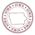 Iowa round rubber stamp with us state map.