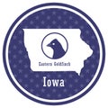 iowa state map with eastern goldfinch. Vector illustration decorative design