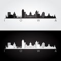 Iowa state skyline and landmarks silhouette