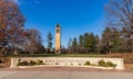 Iowa State University sign in front of the campanile Royalty Free Stock Photo