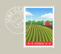 Iowa vector illustration of corn field and red barn. Royalty Free Stock Photo