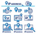 IP address internet protocol location pointer online computer network geolocation. Digital device GPS web navigation position icon Royalty Free Stock Photo