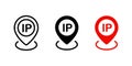 IP address map icon. IP location map pin symbol. Internet protocol red marker vector illustration. User position web sign. Network Royalty Free Stock Photo