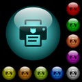 IP printer icons in color illuminated glass buttons