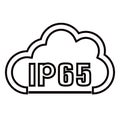 IP65 protection certificate standard icon. Water and dust or solids resistant protected symbol. Vector illustration. eps10
