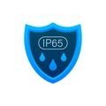 IP65 protection standard icon. Safety badge protection icon. Vector stock illustration.