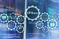 IP Security. Data Protection Protocols. IPSec. Internet and Protection Network concept.