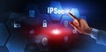 IP Security. Data Protection Protocols. IPSec. Internet and Protection Network concept Royalty Free Stock Photo