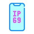 Ip69 smartphone waterproof protection color icon vector illustration