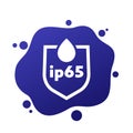 ip65 standard, waterproof vector icon with shield Royalty Free Stock Photo