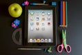 Ipad 3 with school accesories Royalty Free Stock Photo