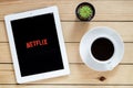 IPad 4 open Netflix application. Royalty Free Stock Photo