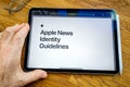 IPad Pro with Apple News app featuring Identity guidelines