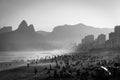 Ipanema Beach in Monochrome - Rio de janeiro Royalty Free Stock Photo