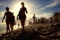 Ipanema Beach Rio de Janeiro Brazil Silhouettes Royalty Free Stock Photo