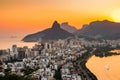 Ipanema and Leblon View With Mountains by Sunset in Rio de Janeiro