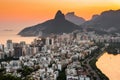 Ipanema and Leblon View With Mountains by Sunset in Rio de Janeiro