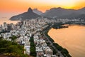 Ipanema and Leblon View With Mountains by Sunset in Rio de Janeiro