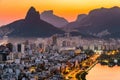 Ipanema and Leblon View With Mountains by Sunset in Rio de Janeiro