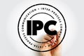 IPC circular stamp artwork showing bold IPC text with a hand drawing the ring using a marker, suitable for system communication Royalty Free Stock Photo