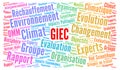 IPCC Intergovernmental panel on climate change word cloud in French language Royalty Free Stock Photo