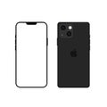 Iphone 13 black color. Realistic smartphone mockup. Vector Royalty Free Stock Photo