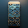 Water Blue Gold Phone Cover With Cinematic Japonisme Style