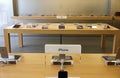 IPhone displayed in an apple store Royalty Free Stock Photo