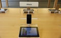 IPhone displayed in an apple store Royalty Free Stock Photo