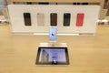 IPhone displayed in an apple store Royalty Free Stock Photo