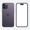 Iphone 14 pro mockup. Mockup screen iphone and back side iphone. Iphone 14 realistic vector. Smartphone mockup. Vector
