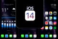 Iphone with the supposed logo of IOS 14