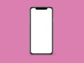 IPhone X blank white screen mockup on pink color background mockup