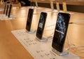 IPhones on Display in an Apple Store Royalty Free Stock Photo