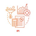 IPI red concept icon. Industrial production index idea thin line illustration. Economic manufacture indicator Royalty Free Stock Photo