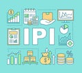 IPI word concepts banner. Industrial production index. Economic manufacture indicator. Presentation, website. Isolated