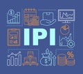 IPI word concepts banner. Industrial production index. Economic manufacture indicator. Presentation, website. Isolated