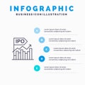 Ipo, Business, Initial, Modern, Offer, Public Line icon with 5 steps presentation infographics Background